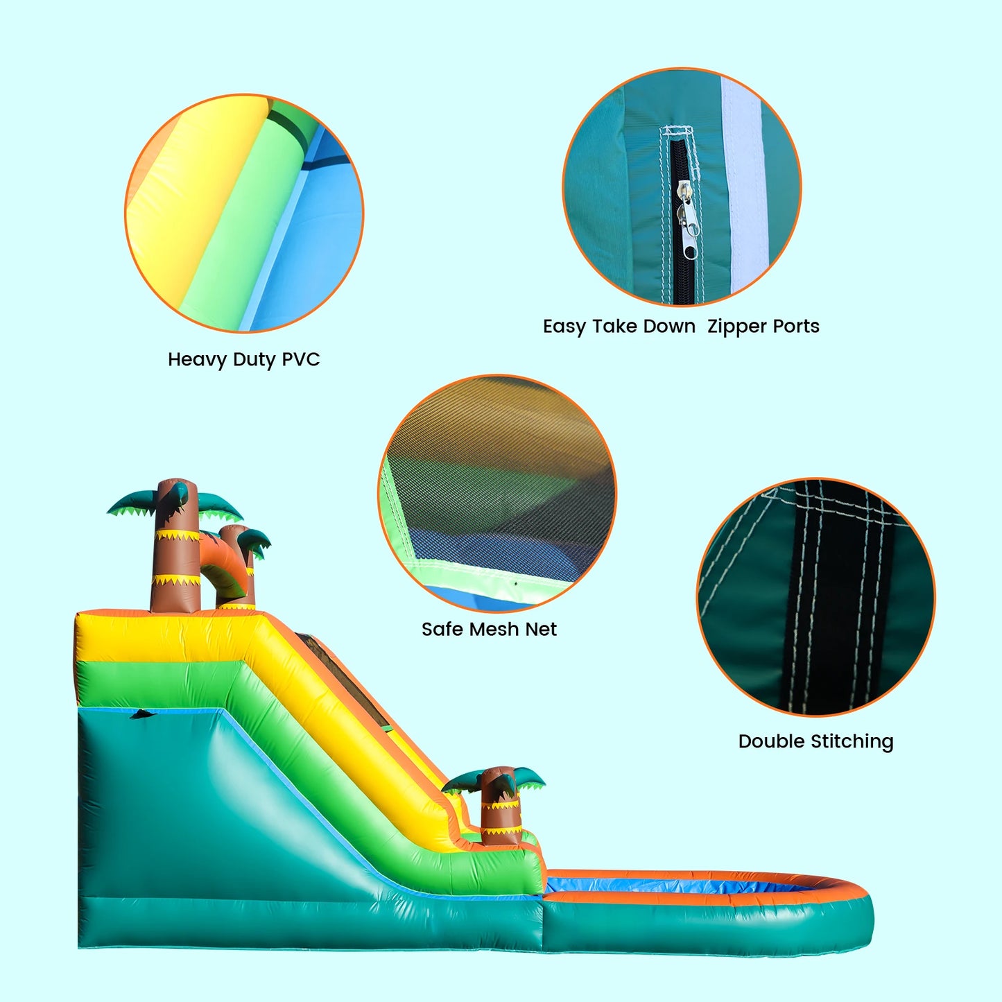 21FT Commercial Inflatable Bounce House Tropical Water Slide Pool 750w Blower Children's playground, children's toys