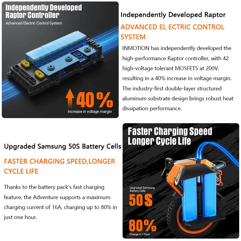 RU Stock Original INMOTION Adventure V14 Electric Unicycle 70KM/H 134V 2400Wh 50S Battey C40 9000W Motor 16inch EUC Unicycle