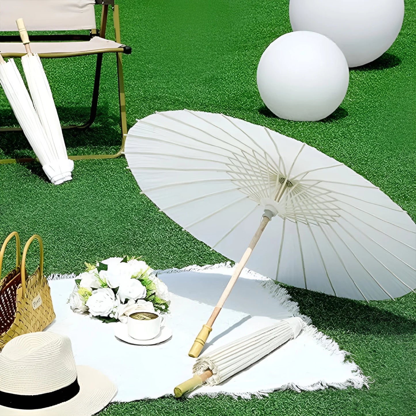 60/84cm Paper Parasol White Chinese Oil Paper Umbrellas Photography Props for Kids DIY Baby Shower Party Bridal Wedding Rustic