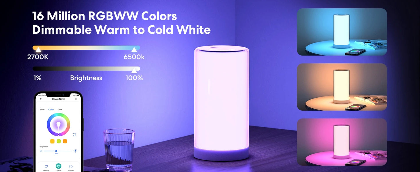 Meross HomeKit Smart Lamp RGBWW LED Wi-Fi Night Lamp MSL430 6W Touch Sensor Dimmable Bedside Light Support Alexa