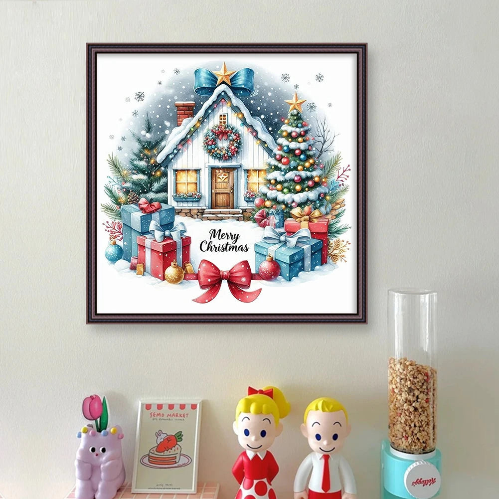 Full Embroidery Eco-cotton Thread 14CT Counted Christmas House Cross Stitch Kit