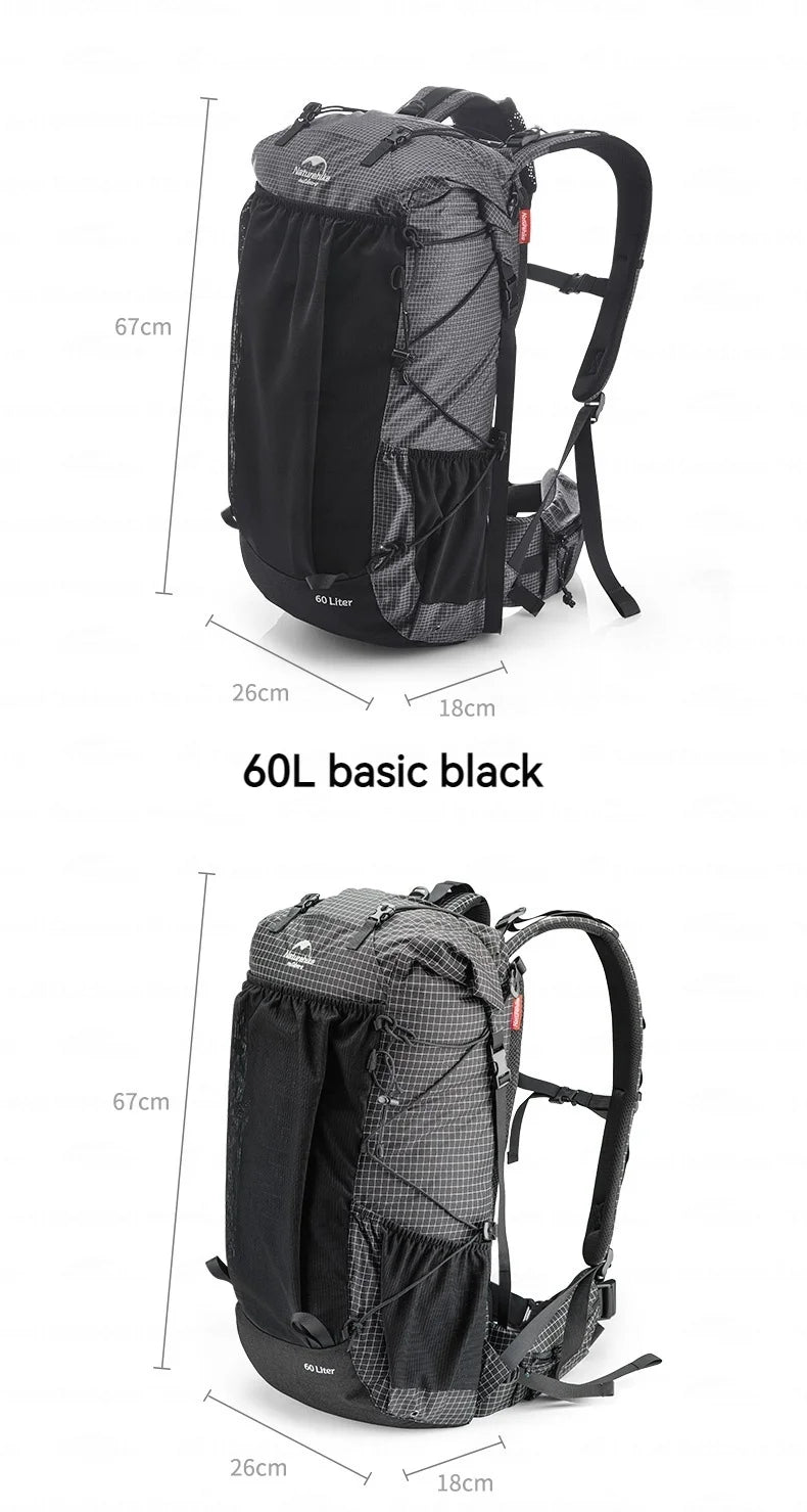Naturehike Rock Series Camping Backpack 60 + 5L Large Capacity Travel Outdoor Bags 40 + 5L Ultralight Waterproof Hiking Backpack