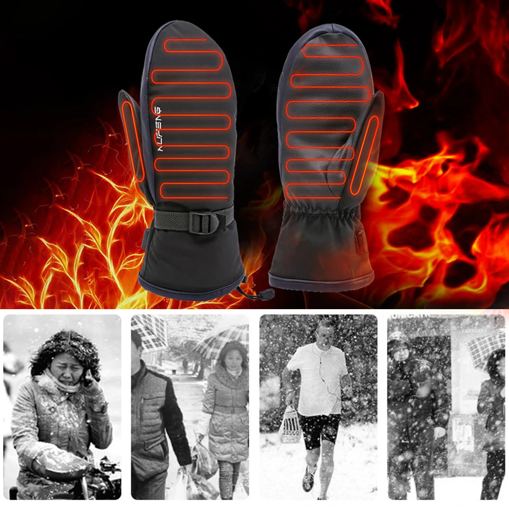 Winter Gloves Electric Heating Gloves USB Charging Snowboard Gloves Cold-Proof 3 Gear Temperature for Climbing Hiking Cycling