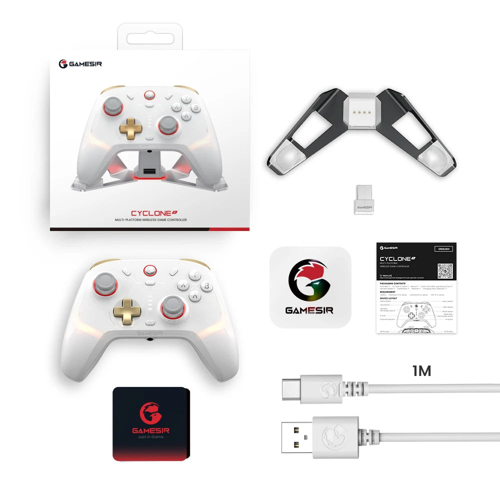 New Gamesir Cyclone 2 Wireless Controller with  Hall effect Controller for PC Steam Switch ios Andrioid Optional base