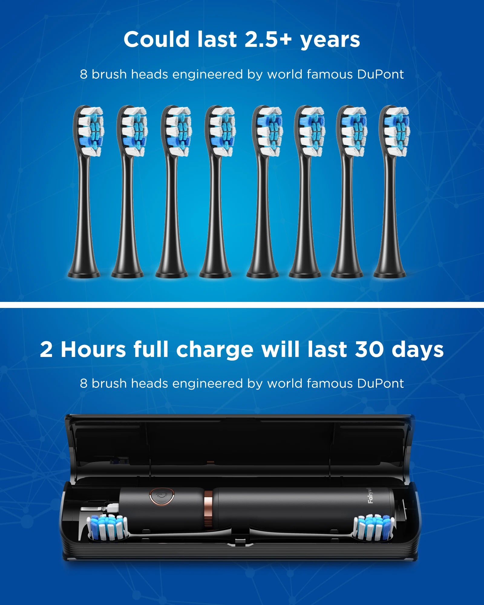 Fairywill Electric Sonic Toothbrush USB charging