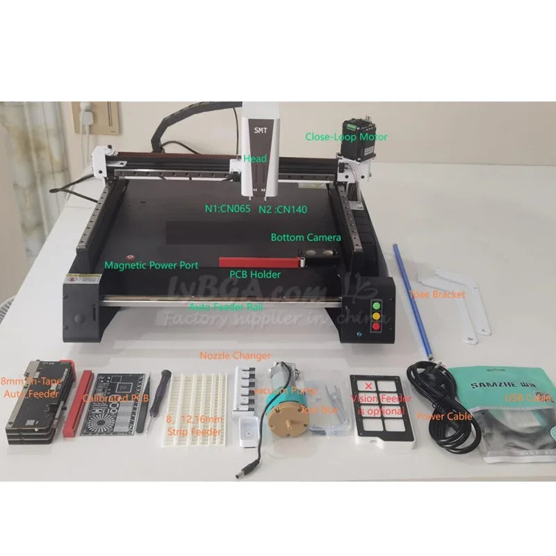 Triple Vision Camera System Desktop Automatic SMT Pick Place Machine Chip Mounter LED SMD Dual Heads Nozzles For PCB Assembly