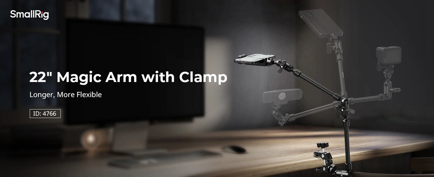 SmallRig Desktop Shooting Magic Arm with Crab Clamp Kit, Adjustable  Magic Arm for Smartphones, Webcams and Action Cameras 4766