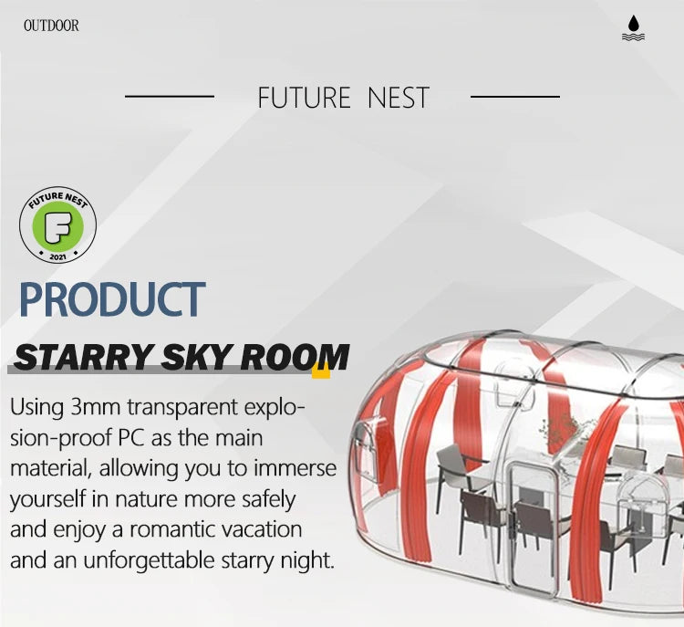 5.9m Outdoor Dome Tent Camping Transparent Starry Sky Capsule Tent PC Dome Tent All-Weather Protection Immersive Experience