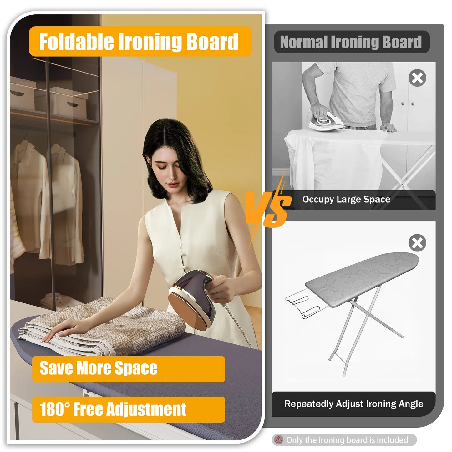 80cm Modern Retractable Ironing Board Closet Pull-Push Stow Away In The Cabinet
