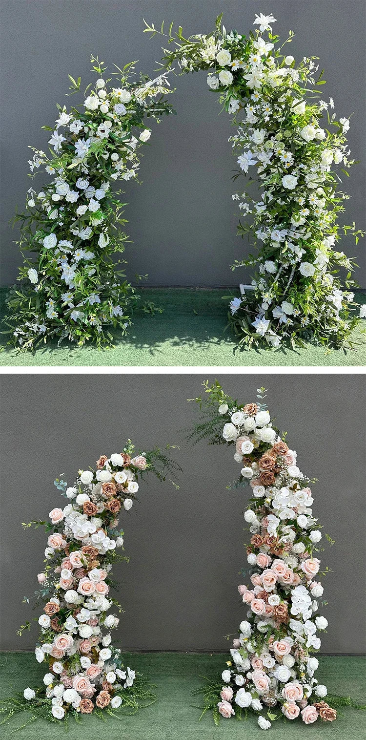 Trumpet Arch Artificial Flower Arrangement, Moon Shape, Wedding Background Props, Party Decoration, Luxury