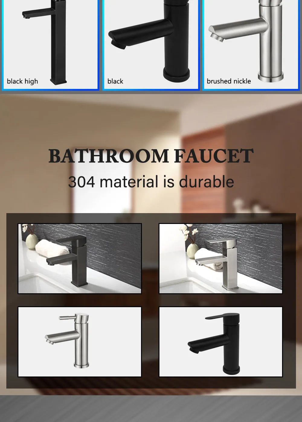 Basin Sink Bathroom Faucet Deck Mounted Hot Cold Water Basin Mixer Taps Matte Black Lavatory Sink Tap Crane（hose not  include）