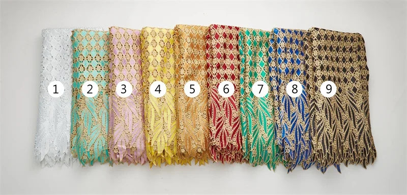 SJD LACE African Guipure Cord Stones Lace Fabric 5 Yards 2026 New Nigerian Water Soluble Lace For Women Wedding Party Dress 3844