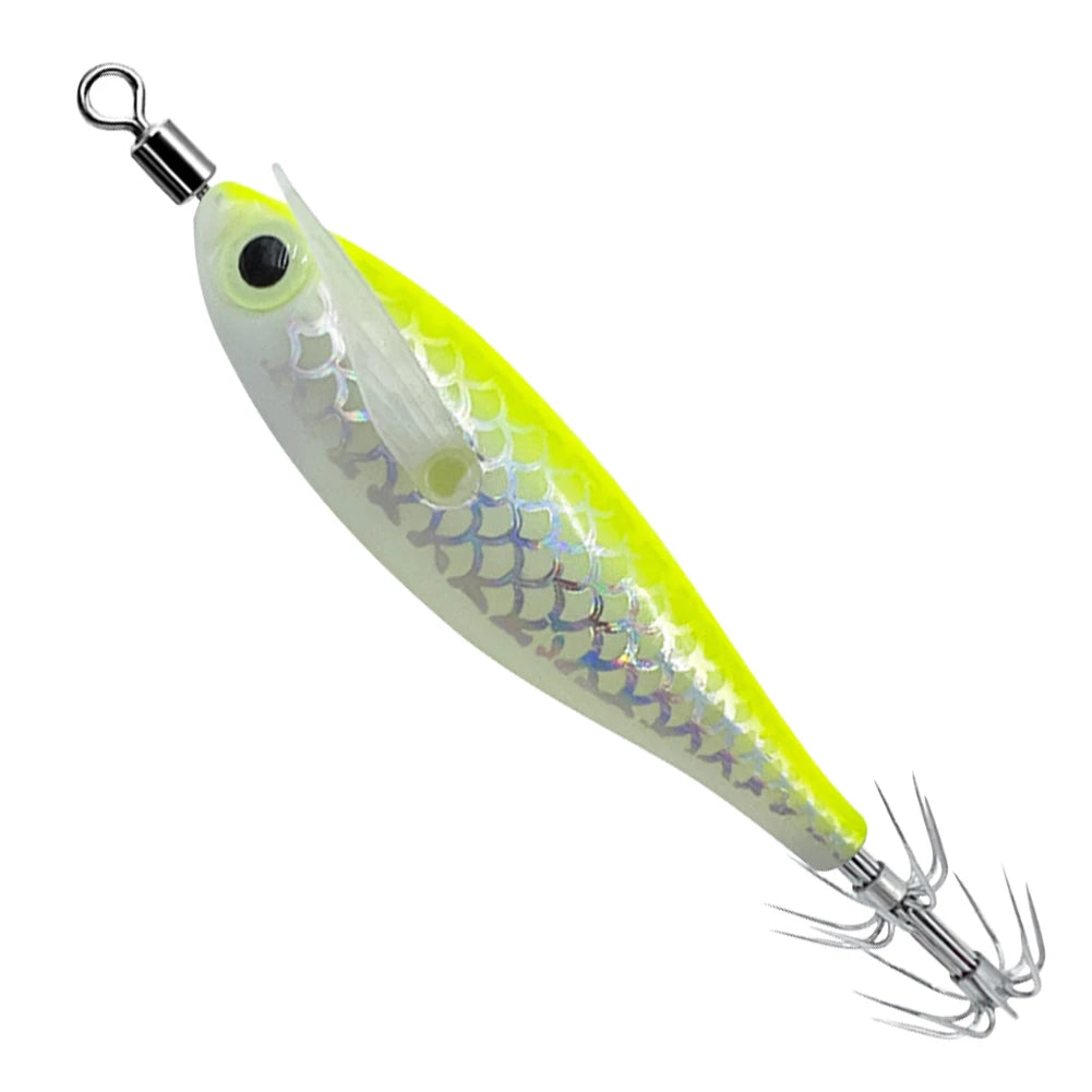 Luminous Squid Hook Squid Fishing Lure with 3D Eyes Cuttlefish Attracting Lure Glow In The Dark Squid Bait for Night Fishing