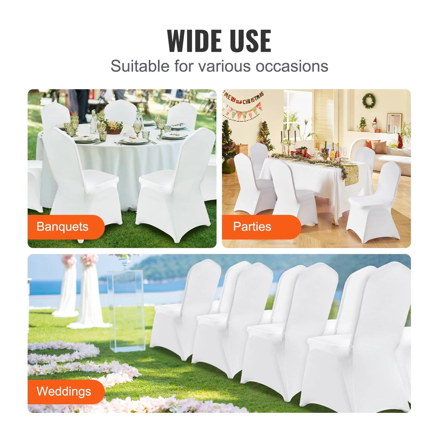 SucceBuy 12/30pcs Spandex Wedding Chair Seat Cover Washable Protective Slipcovers Wedding Holiday Banquet Universal Chair Cover