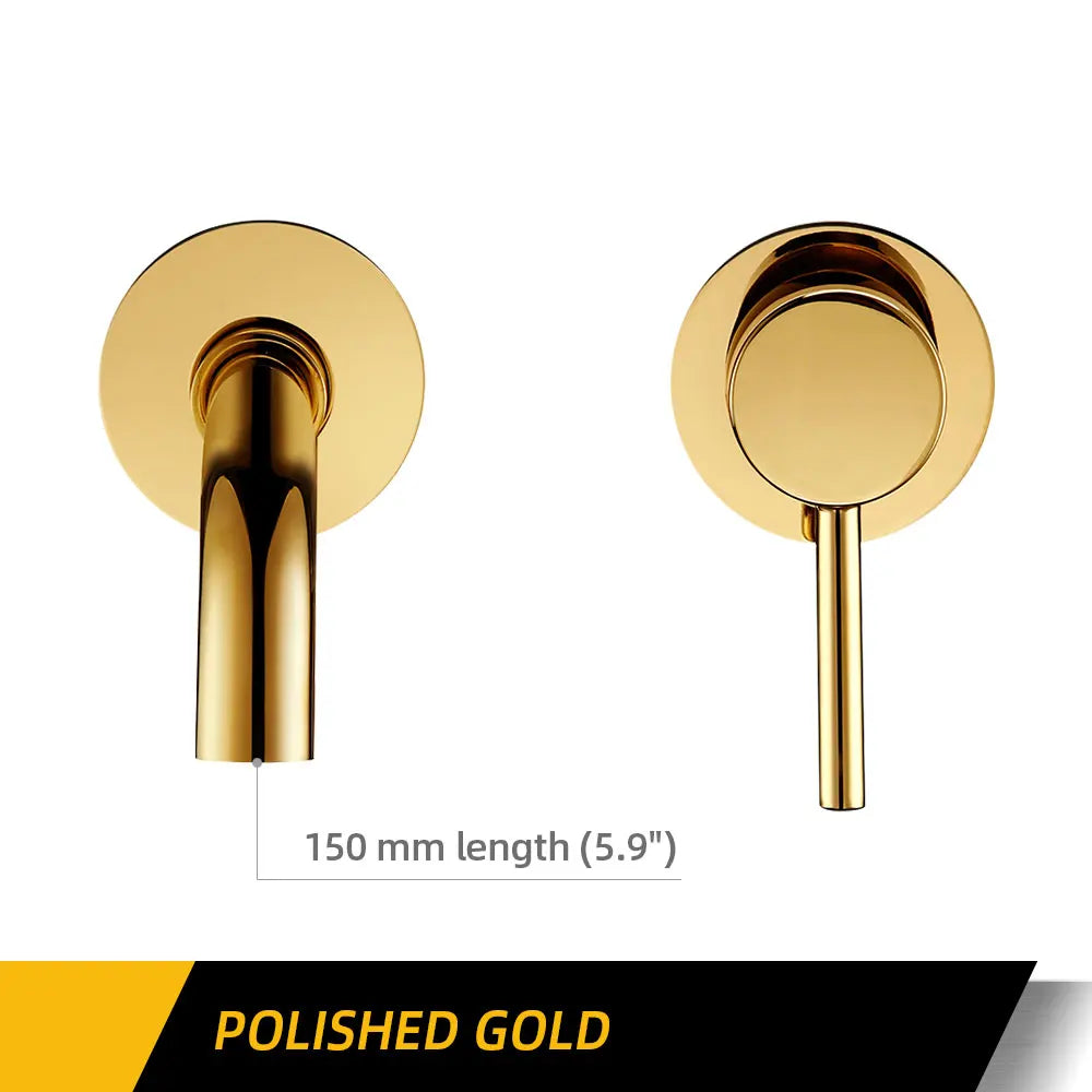 Bagnolux Ronda Stainless Steel Solid Brass Trim Taps 2 Hole Wall-Faucet Set Hot Anc Cold Water Bathroom Sink Mixer Small Tap