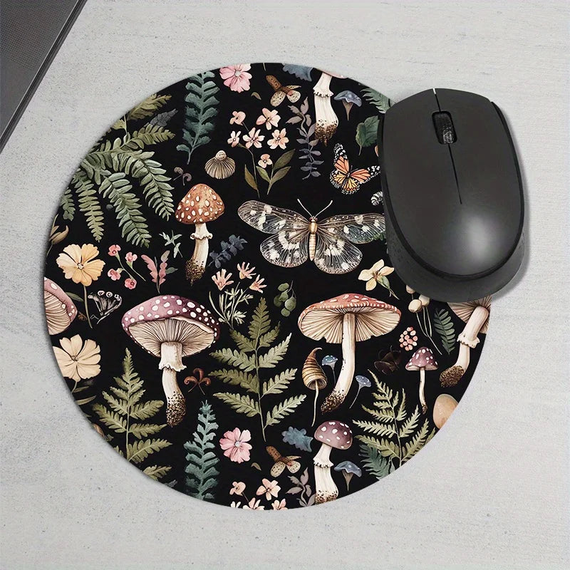 Round Forest Plant Mouse Pad Rubber Non-Slip Office Keyboard Mat Desk Pad Gamer Setup Decoration Playmat Desktops Desk Organizer