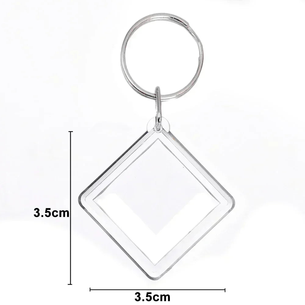 5/50pcs Transparent Rectangle Blank Clear Acrylic Insert Photo Picture Frame Keyring Keychain DIY Split Ring Key Chain 2035