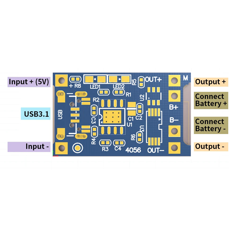 1-20PCS 5V 1A 18650 TP4056 Lithium Battery Charger Module Charging Board With Protection Dual Functions 1A Type-C/Micro/Mini USB