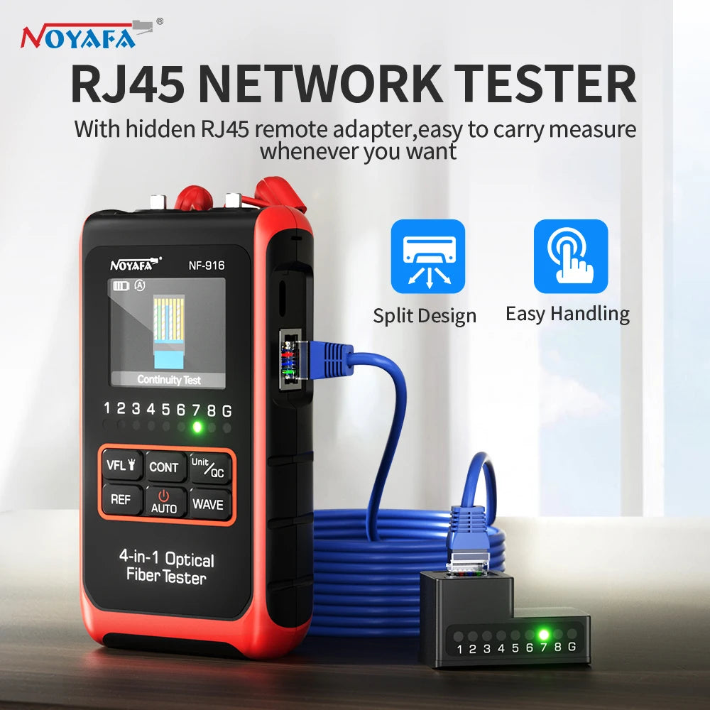 NOYAFA NF-916 4 In 1 Optical Fiber Tester Optical Power Meter VFL REF FC SC ST Visual Fault Locator LCD Display Network Tools