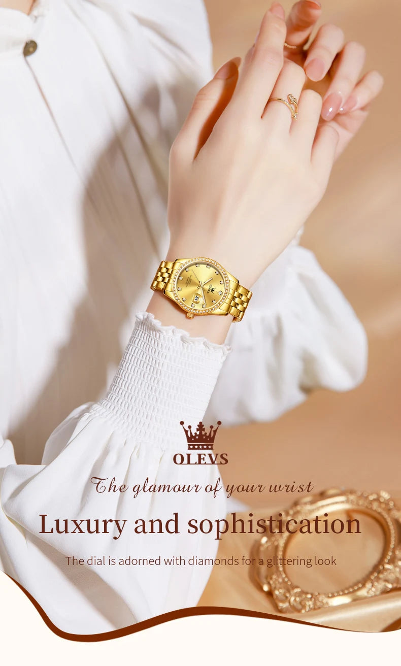 OLEVS 3629 Top Luxury Brand Women Watch Classic Business Calendar Waterproof Luminous Watch Elegant Diamond Women Quartz Watch