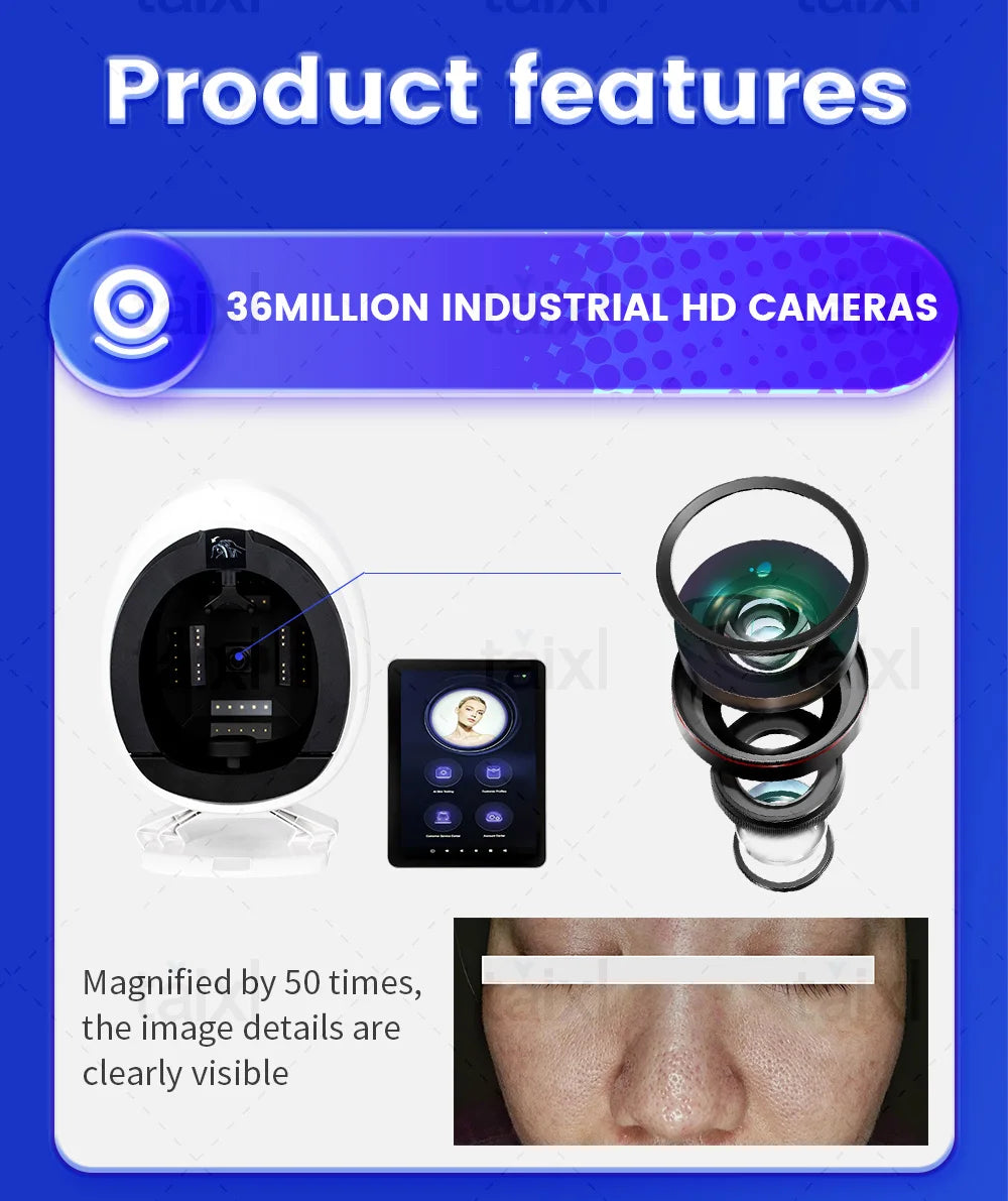 NEW 3D Skin Scanner Care Facial Analyzer Monitor Machine Mirror Portable Testing English Detector Face Camera Test Analysis
