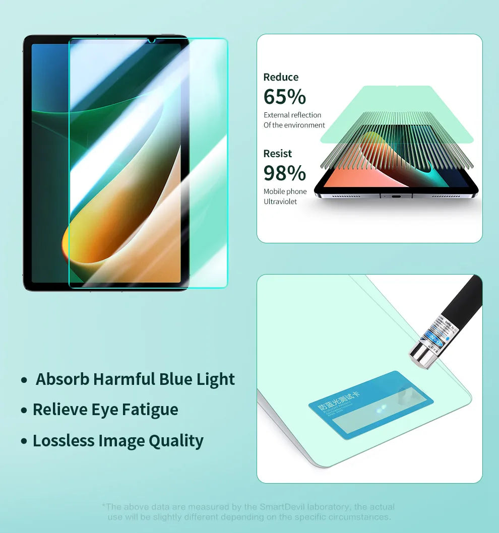 SmartDevil Tempered Glass for Xiaomi Mi Pad 6 11 inch Pad 5 5Pro 12.4 inch Tablet 9H Screen Protector HD Anti Blue Ray with Tool