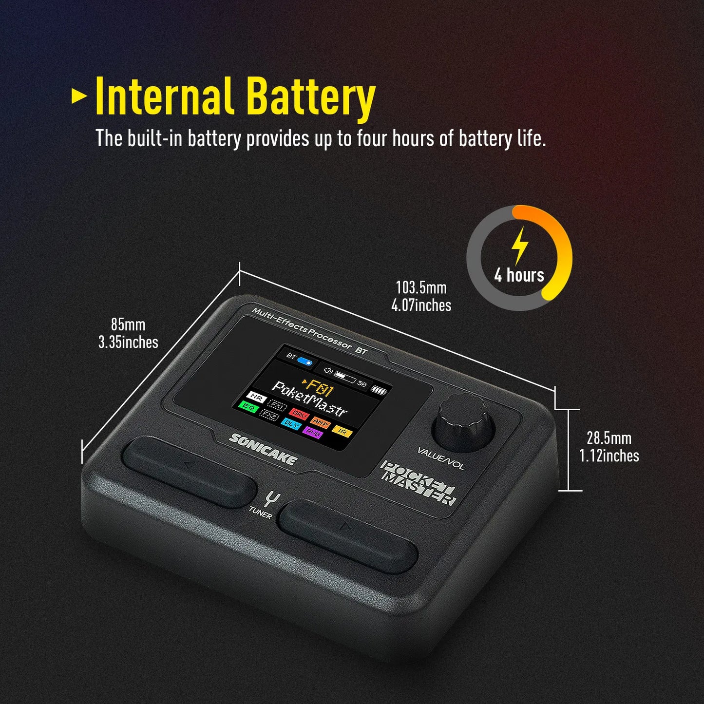 SONICAKE Local Pocket Master Compact Guitar Bass Amp 100+ Multi-Effects Pedal APP Control 1.77" LCD color screen QME-10
