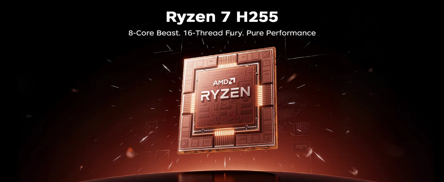 16" Laptop FHD Long Battery Life  AMD Ryzen 7 H255 Up to 4.9GHz Fast 16GB DDR5 512GB SSD Upgradable Win11 Pro for Gaming Busines