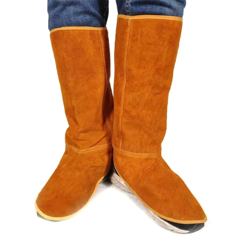 Leather Welding Spats 15'' Shoes Cover Working Tool Protection Welder Feet Cover
