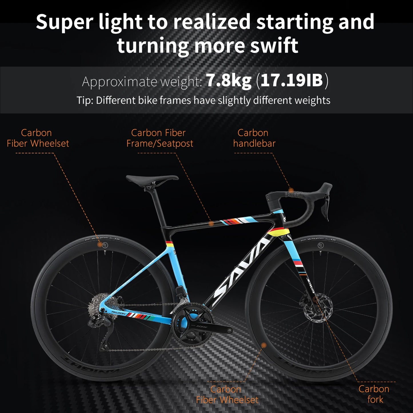 SAVA C7 Racing Team Full Carbon Fiber electronic shifting Road Bike 24-speed with SHIMAN0 7170 DI2 Kit, UCI Approved