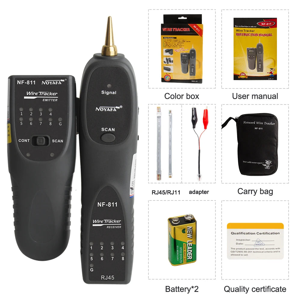 NOYAFA NEW NF-811 Network Cable Tester RJ11 RJ45 Telephone Wire Tracker Toner Ethernet Cable Detector Line Continuity Test Tool