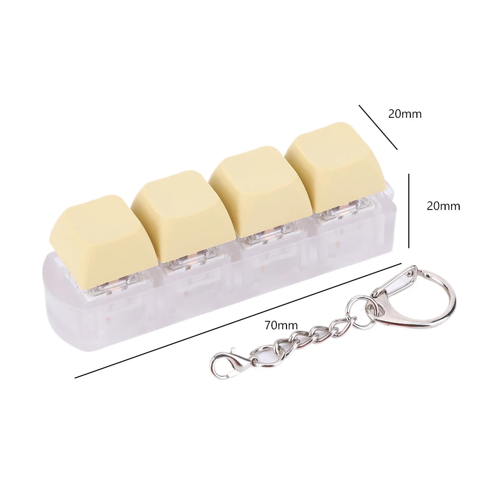 4 Keys Button Keycap Fidget Keychain Keyboard Key Toy Keyboard Clicker Toy Keyboard Cube Toy for Adult Gifts To Relief Pass Time