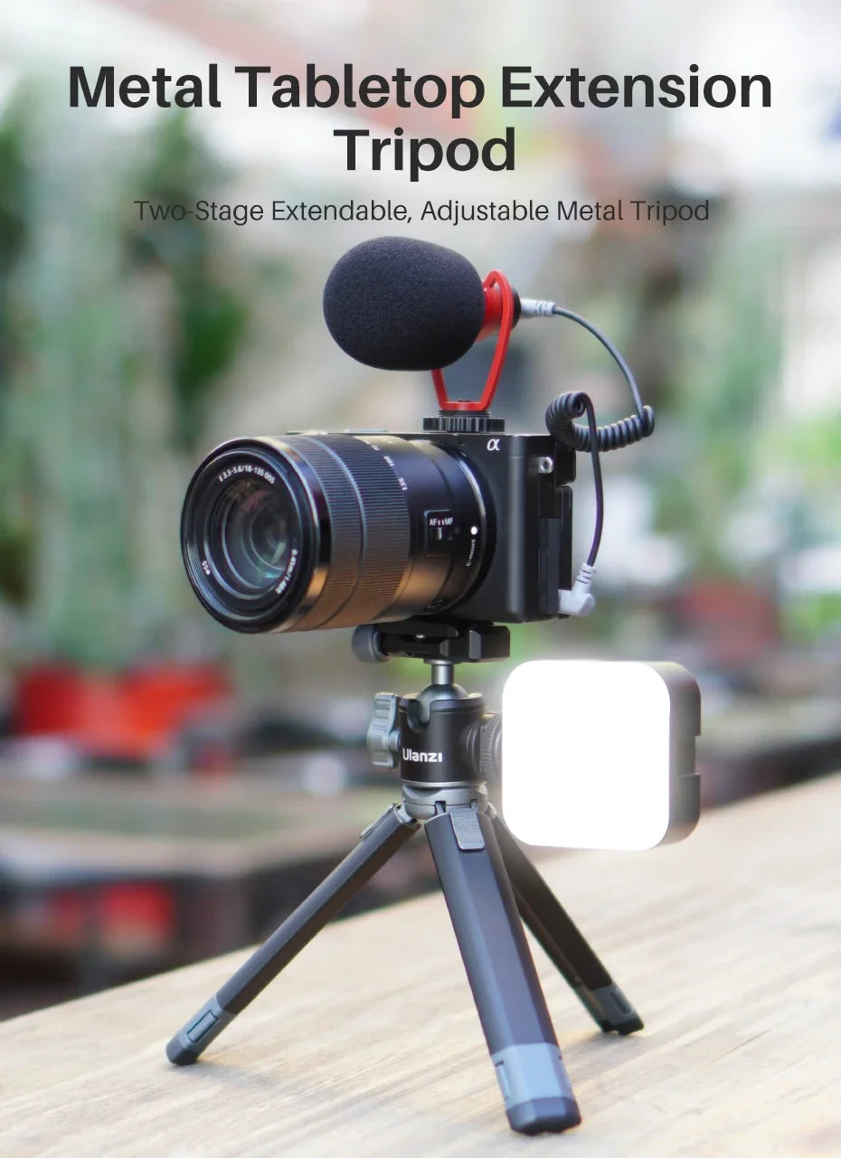 Ulanzi MT-24 Vlog Lite Metal Tripod With Ballhead Extendable 1/4'' Tripod Monopod Cold Shoe Arca Quick Swiss 2.5KG Max Load