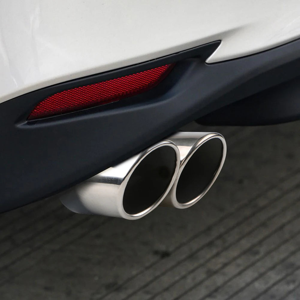 Car Exhaust Muffler Tip Stainless Steel Exhaust Tailpipe Tip Dual Outlet Tail Muffler Tip Car Modification Parts