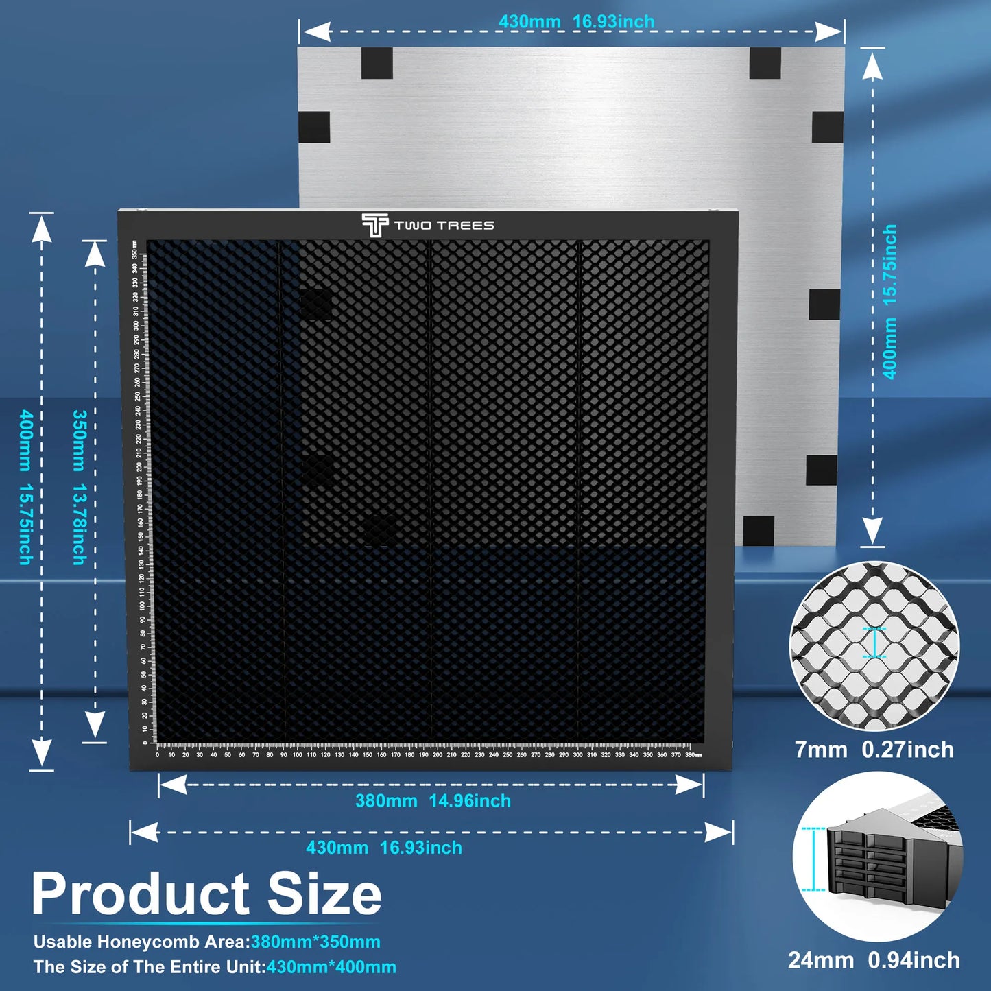 TWOTREES Laser Cutting Honeycomb Working Table for CO2 or diode Laser Engraver Cutting Machine Multiple sizes Honeycomb Panel