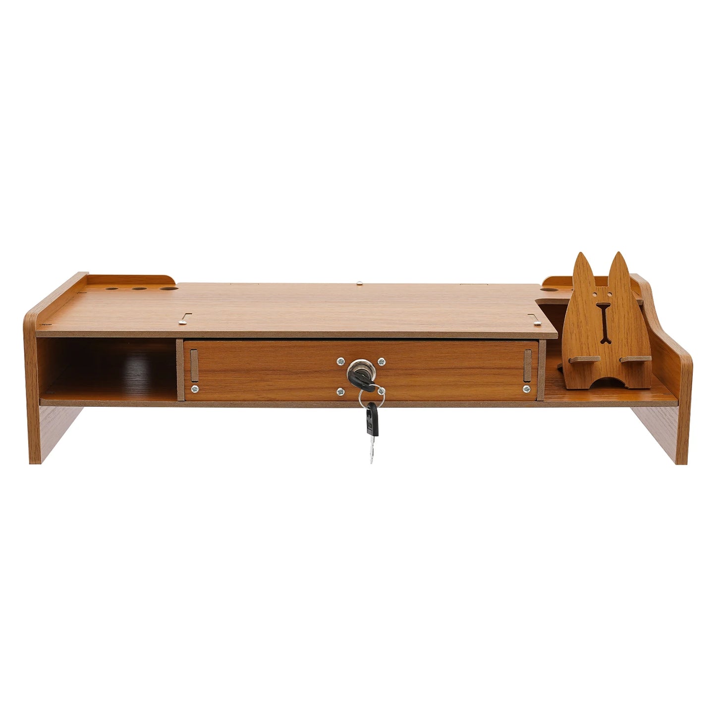 Wooden Desk Organizer W/ Drawer File Storage Desk Monitor Riser Computer Stand