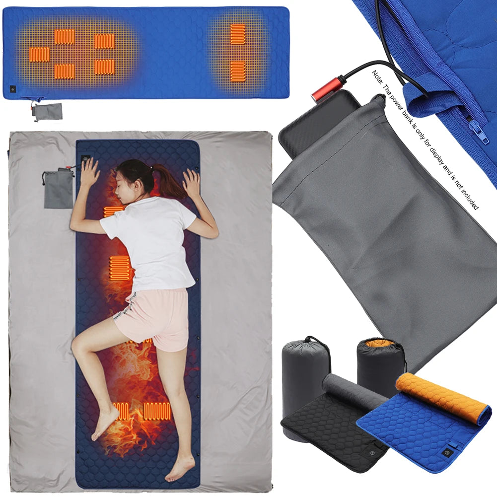 3-Level Adjustable USB Heating Sleeping Mat Electric Heating Pads Outdoor Camping Tent Sleeping Mattress Thermalpad Foot Warmer