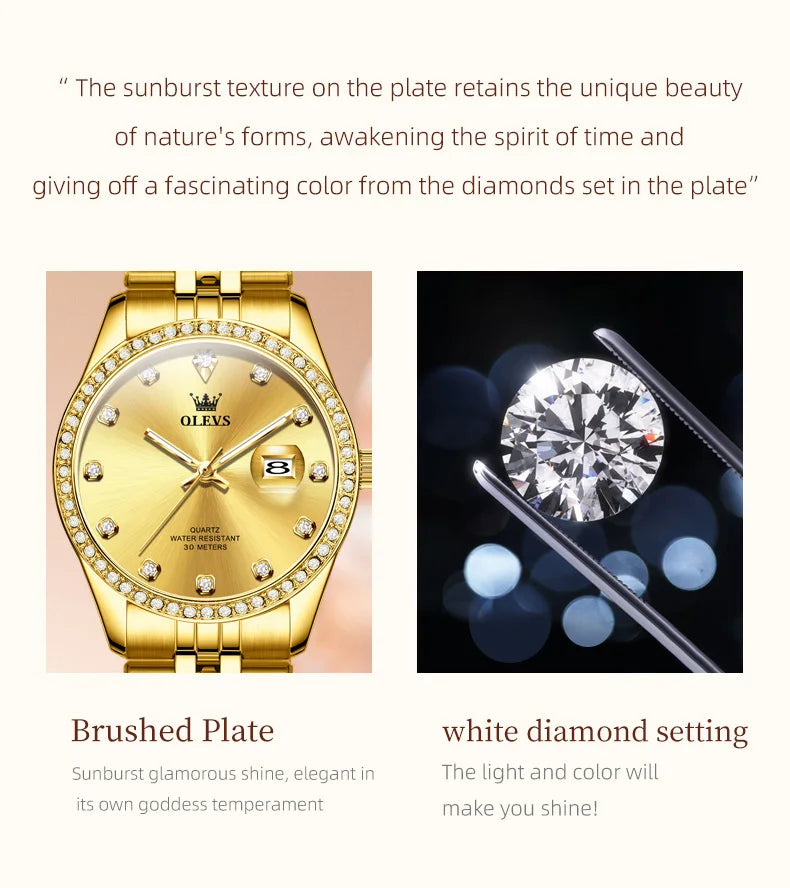 OLEVS 3629 Top Luxury Brand Women Watch Classic Business Calendar Waterproof Luminous Watch Elegant Diamond Women Quartz Watch