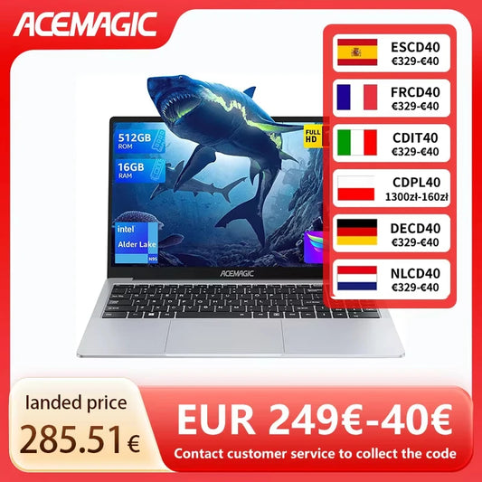 ACEMAGIC 15.6-inch AMD Ryzen 3 4300U Business Laptop 16GB DDR4 512GB SSD Slim Ultrabook 54.72Wh Long Battery Life FHD Display