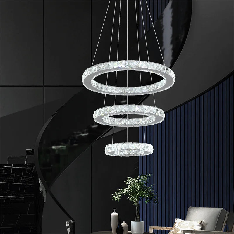 Modern Crystal Chandeliers Ring-Shaped Pendant Lights Living Room And Kitchen Decoration Led Ceiling Lamps Hanging Luminaire