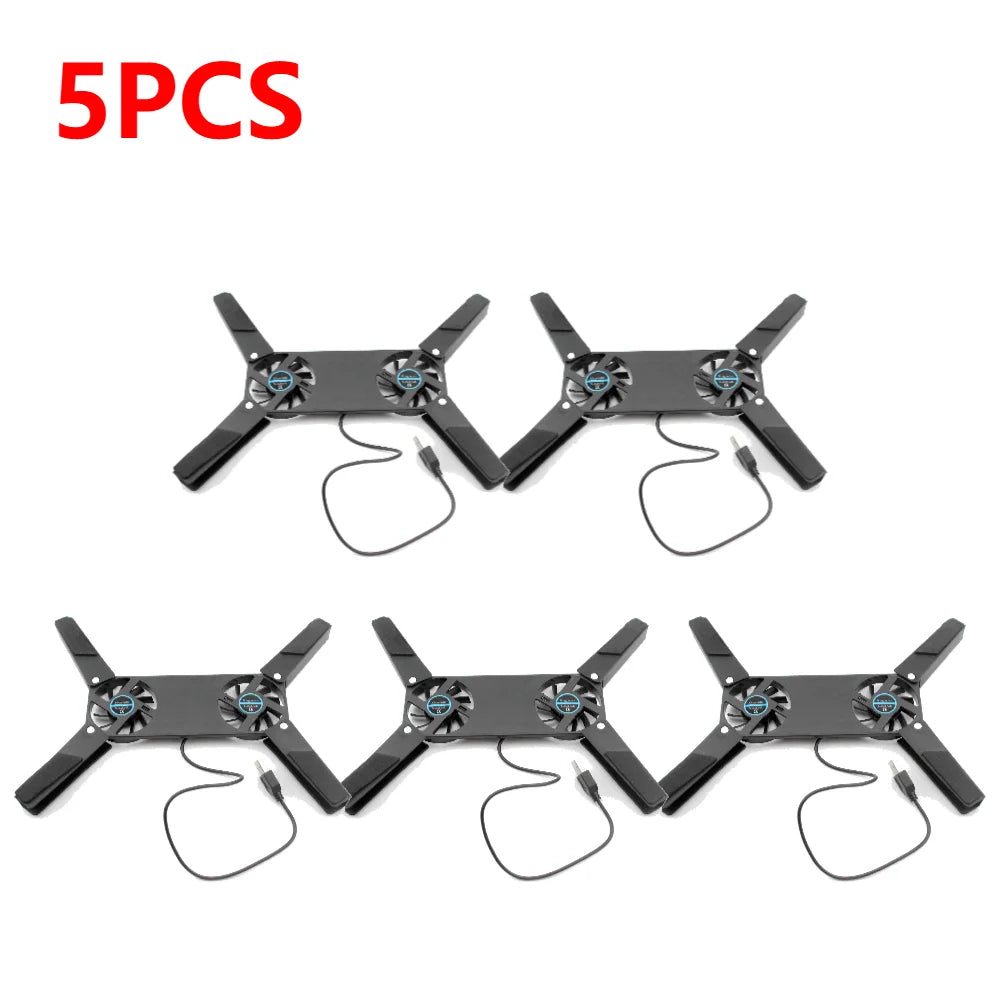 1-5PCS Air-cooling Laptop Cooler Bracket USB Powered Cooling Dock Laptop Cooling Pad 2 Fan for Notepad Universal PC Computer