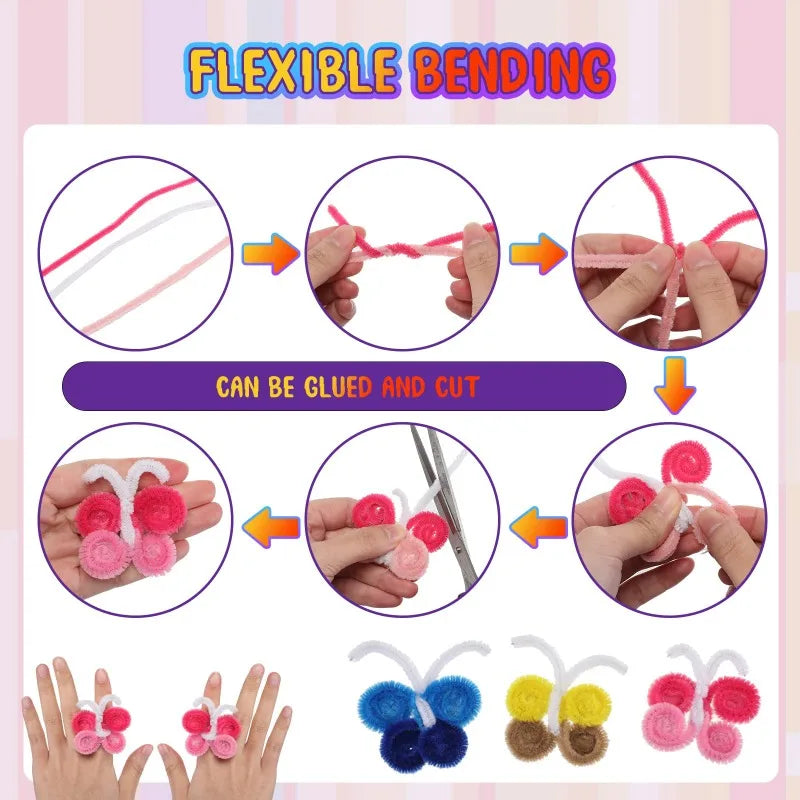 Creative Wires Chenille Wire Pipe Cleaners Colorful Chenille Stems DIY Plush Stem Wired Twist Stick Hair Strip Kid Handmade/*-2/
