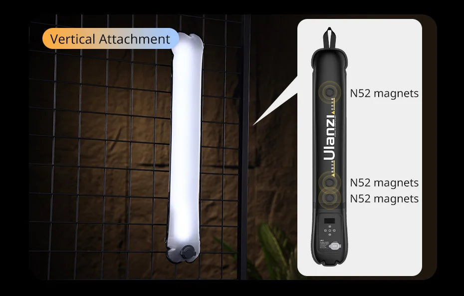 Ulanzi UA12 12W Inflatable Air Tube Light 2700K-6500K Bi-Color Light Wand Pocket Light Stick with Magnetic Mount for Livestream