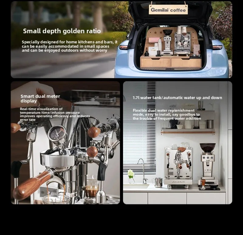 Semi-Automatic Coffee Maker,3035A/B/C Concentration E61 Brewing Head, Semi-automatic Dual Boiler 15 Bar Vibration Pump