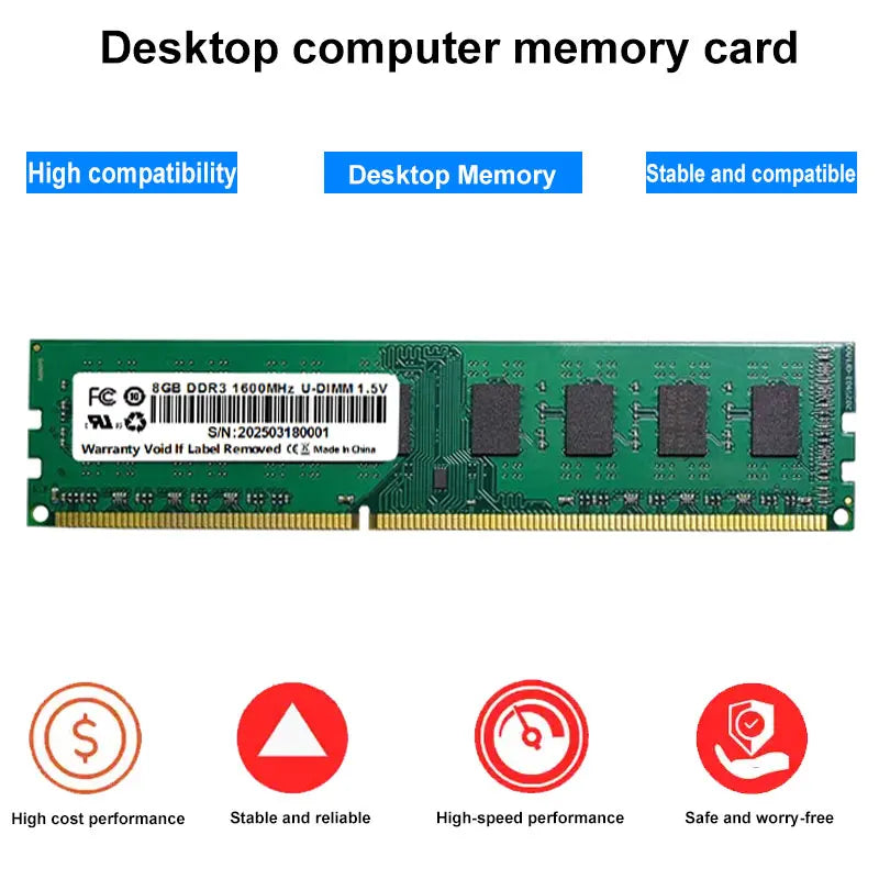 CeaMere DDR3 1~50 PCS Desktop Memory, 4GB/8GB, 1333MHz/1600MHz, PC Memory Module, 240PIN, 1.35V/1.5V, Wholesale Universal Memory