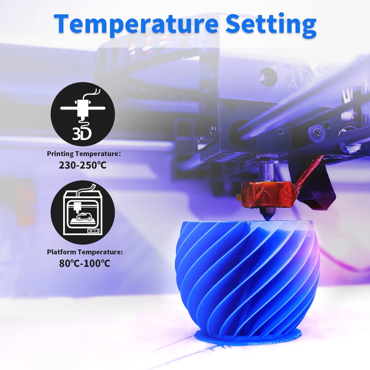 Geeetech  ABS+ 3D Filament 1.75mm 1KG plastic, 3D Printer Material, Tangle-Free, Non-Toxic, Vacuum Packaging
