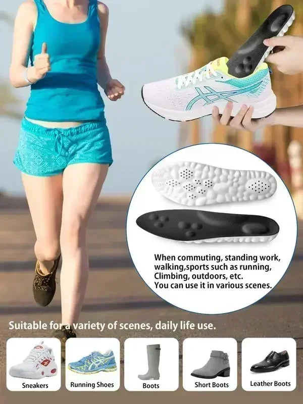 4D Cloud Air Cushion Insoles: Memory Foam Comfort + Acupressure Massage, Sweat-Absorbent Design