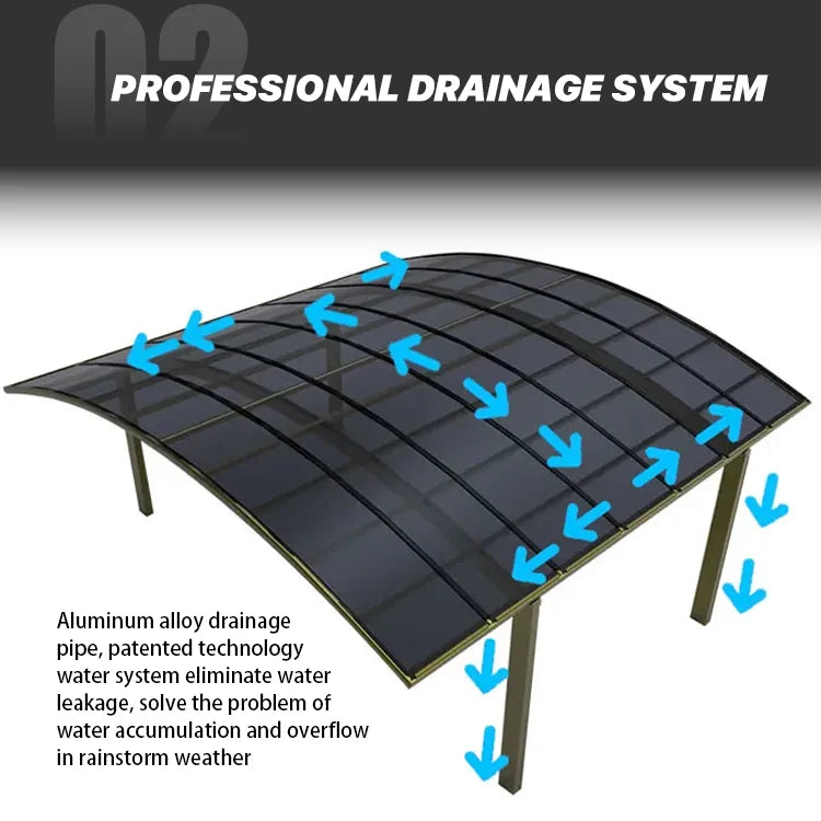 Outdoor aluminum alloy arched roof garage carport carport waterproof pergola roof panel sheltered courtyard garden villa canopy