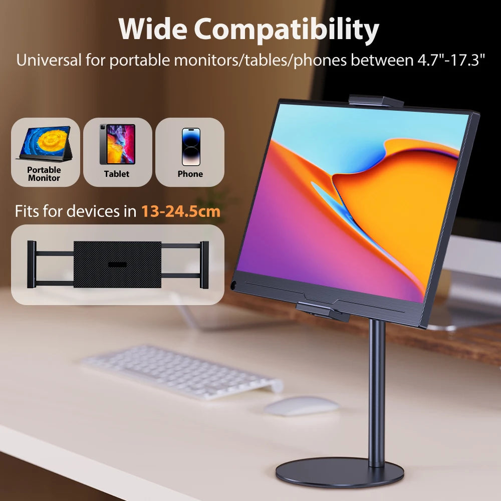 UPERFECT Rotating Portable Monitor Stand Height Adjustable Vesa Monitor Tablet Free Standing Low Profile Desk Mount up to 17.3"