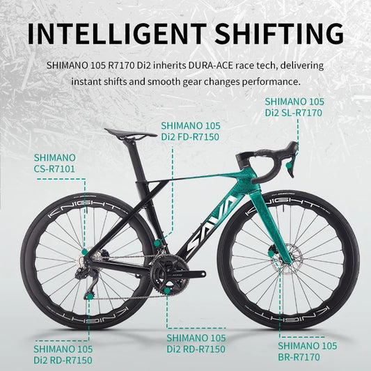 SAVA NEW Blade SLR7 C60 Carbon Fiber Road Bike, 700C Adult DI2 Bike, with SHIMANO 105 Di2 R7170 Components, Full Carbon Racing